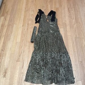 Mediterranean Style Metallic Dress Sabina Musayev Black & Gold